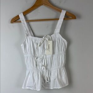 Sim & Sam White Boho Tie Camisole Blouse Size Medium NWT